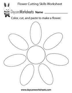 Preschool Flower Cutting Skills Worksheet