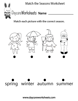 Preschool Match the Seasons Worksheet