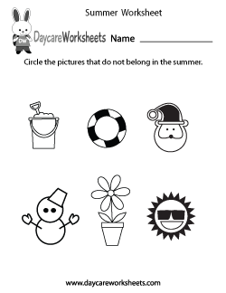 Preschool Summer Worksheet