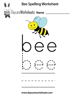 Preschool Bee Spelling Worksheet