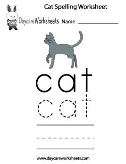 Preschool Cat Spelling Worksheet