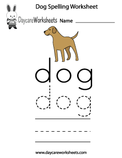 Preschool Dog Spelling Worksheet