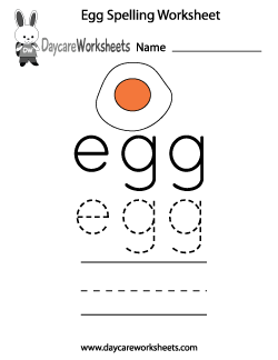 Preschool Egg Spelling Worksheet