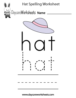 Preschool Hat Spelling Worksheet