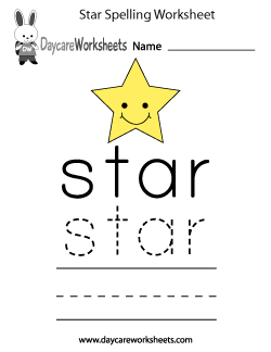 Preschool Star Spelling Worksheet