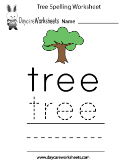 Preschool Tree Spelling Worksheet