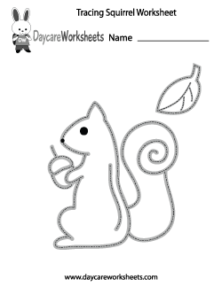 Preschool Tracing Squirrel Worksheet