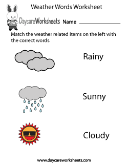 Preschool Weather Words Worksheet