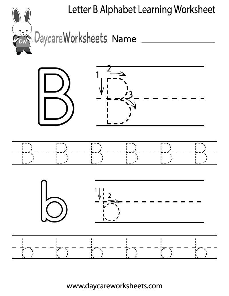 Preschool Letter B Alphabet Learning Worksheet Printable