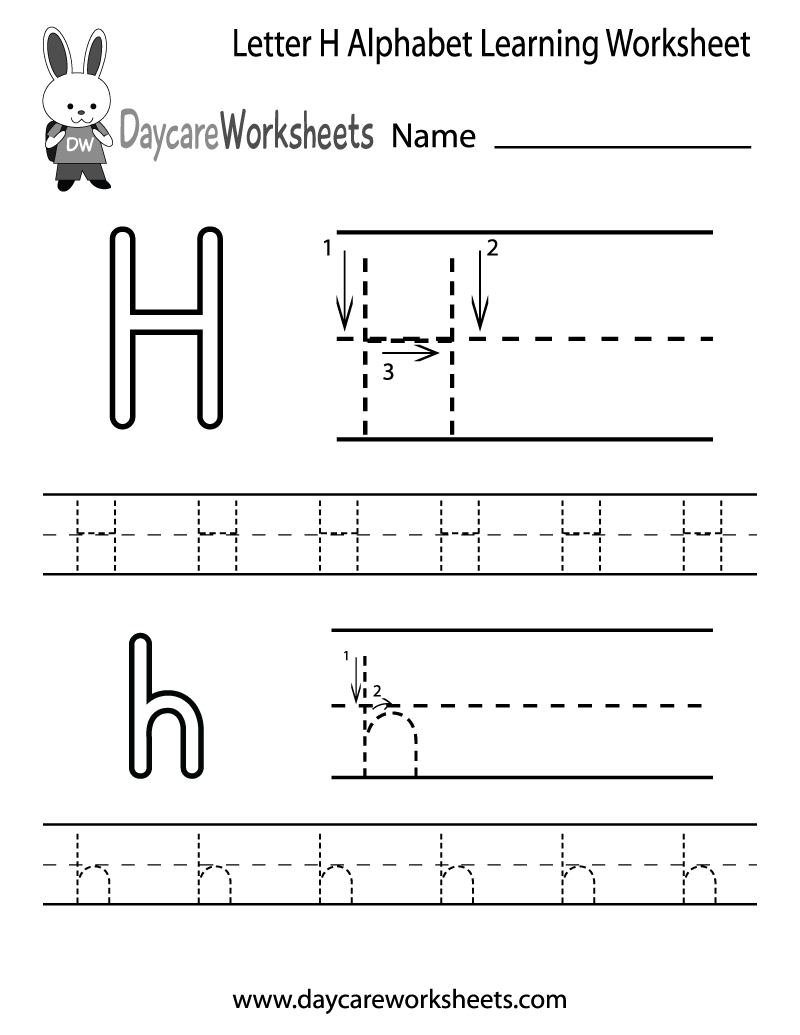 Preschool Letter H Alphabet Learning Worksheet Printable