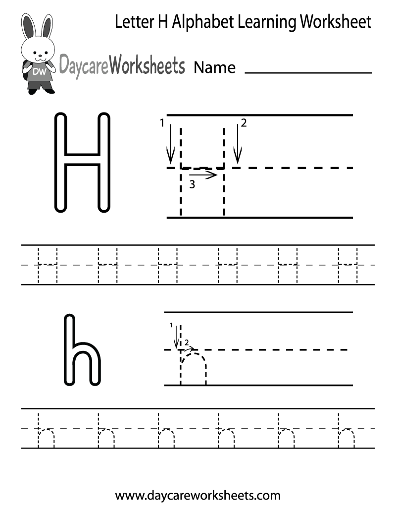 Free Printable Letter H Alphabet Learning Worksheet For Preschool