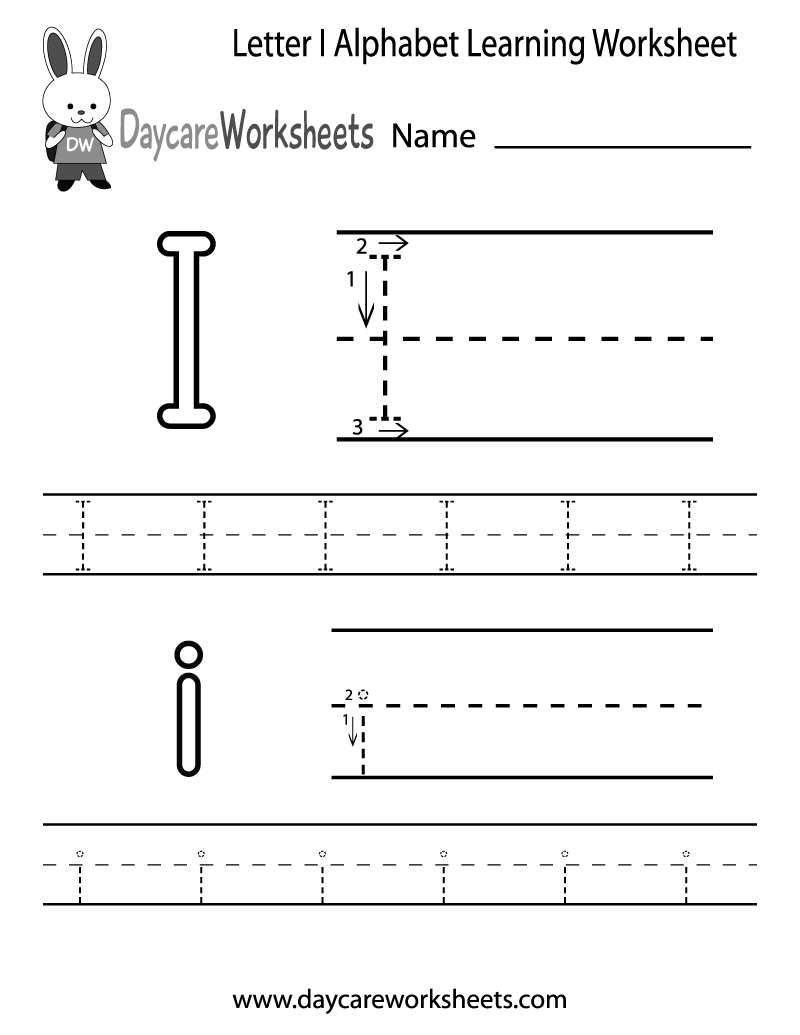 Preschool Letter I Alphabet Learning Worksheet Printable