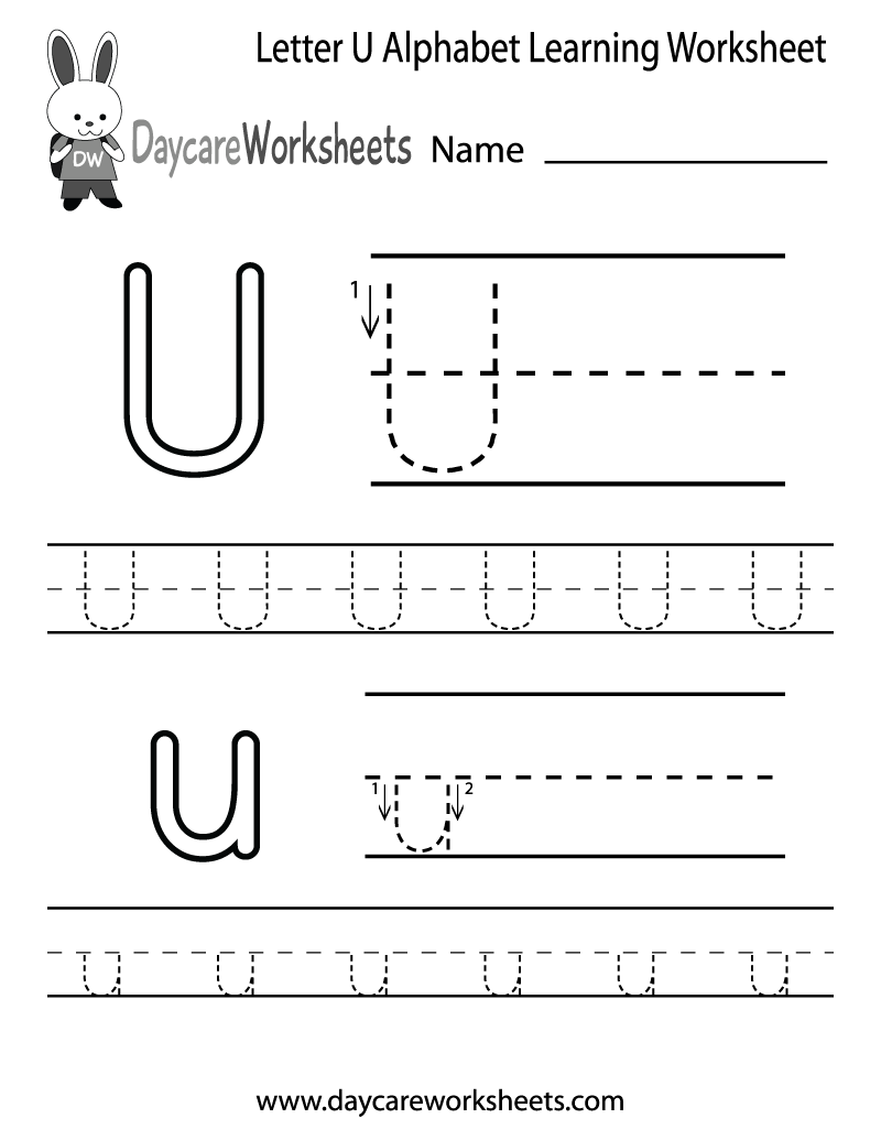 printable letter u tracing worksheets for preschool alphabet - 12 ...