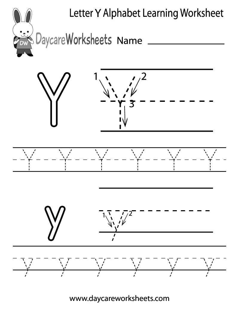 Preschool Letter Y Alphabet Learning Worksheet Printable
