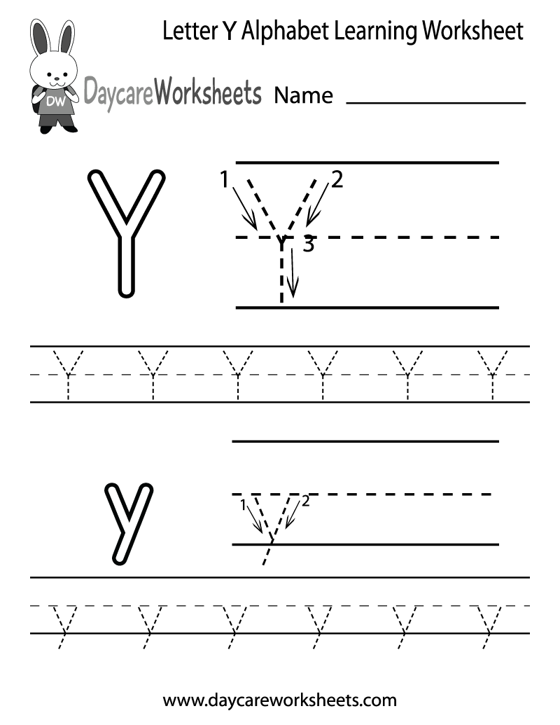 Free Letter Y Alphabet Learning Worksheet for Preschool