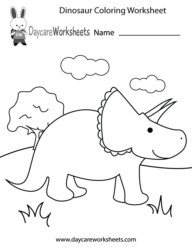 Preschool Dinosaur Coloring Worksheet Printable