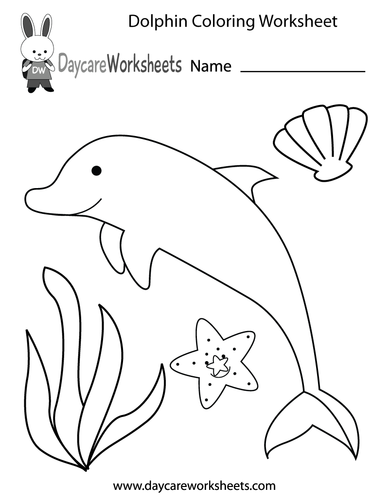 Free Preschool Dolphin Coloring Worksheet