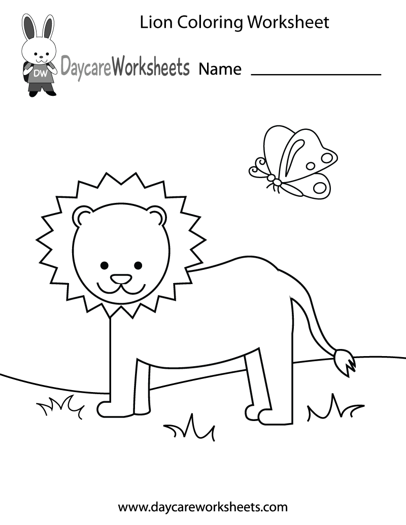 Preschool Lion Coloring Worksheet Printable