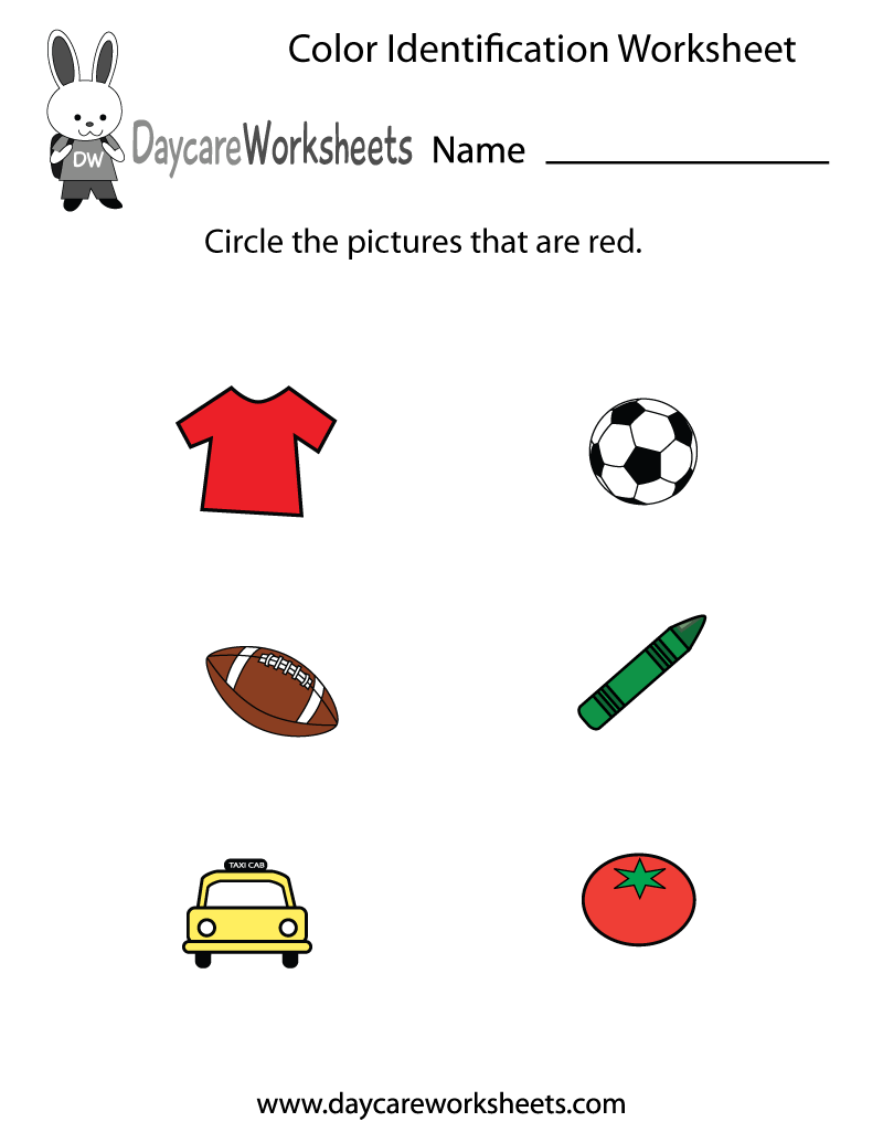 Preschool Color Identification Worksheet Printable