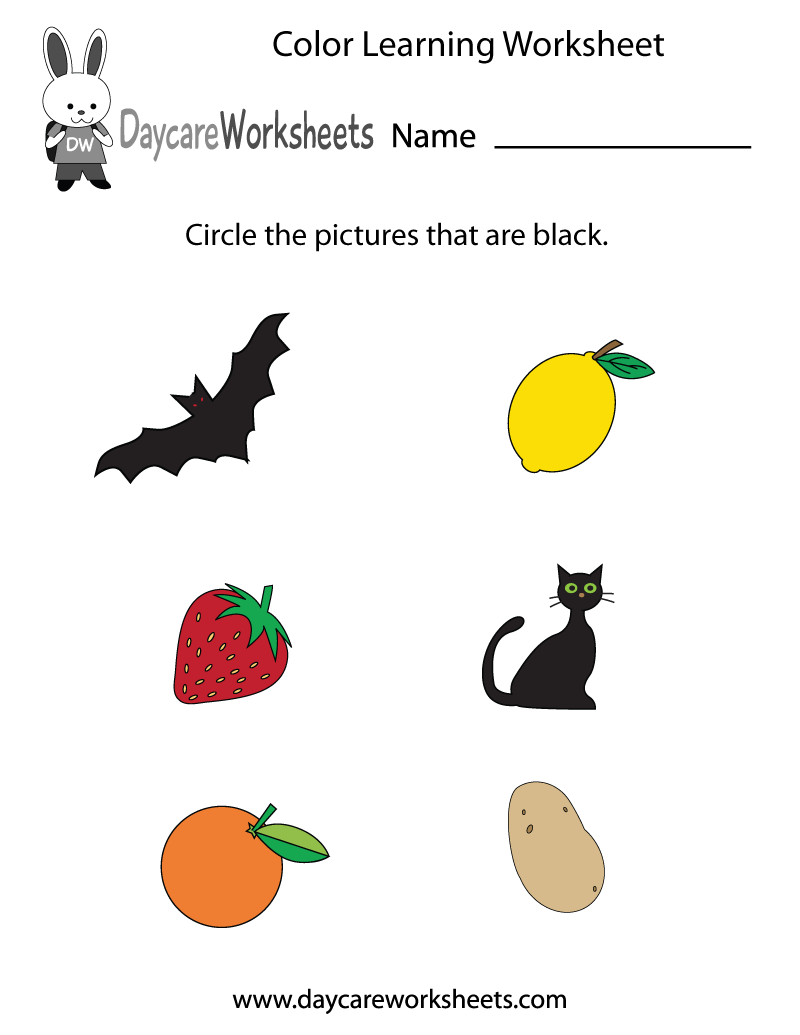 Preschool Color Learning Worksheet Printable