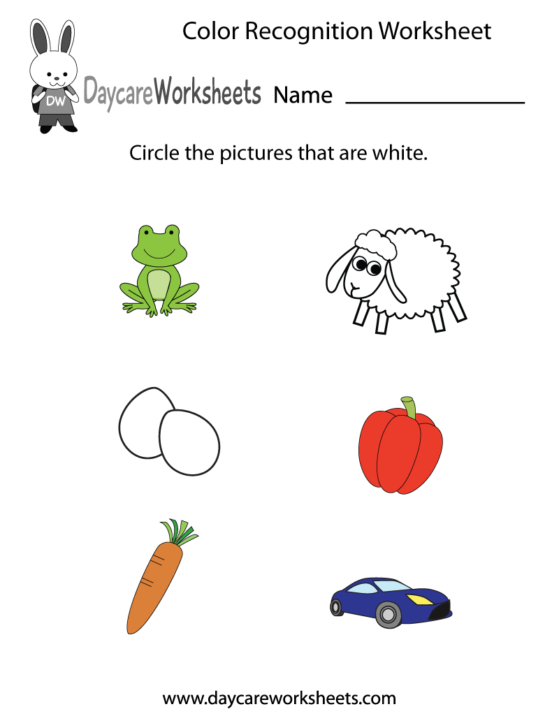 Preschool Color Recognition Worksheet Printable