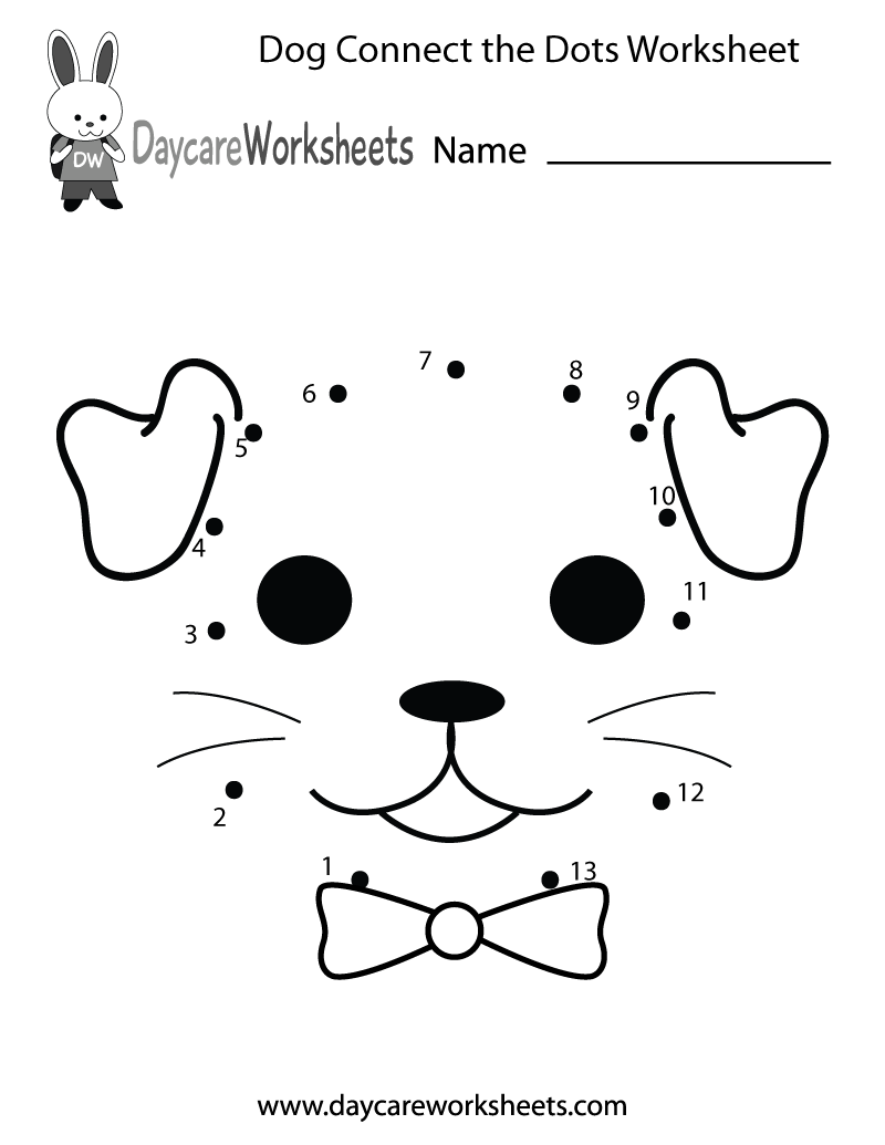 Preschool Dog Connect the Dots Worksheet Printable