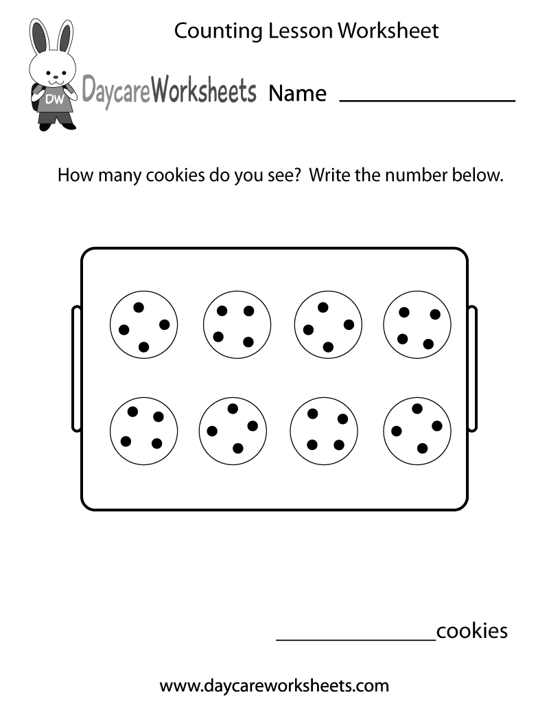Preschool Counting Lesson Worksheet Printable
