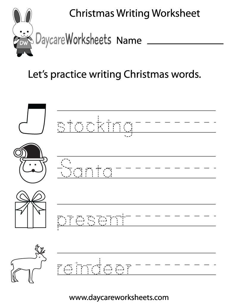 Preschool Christmas Writing Worksheet Printable
