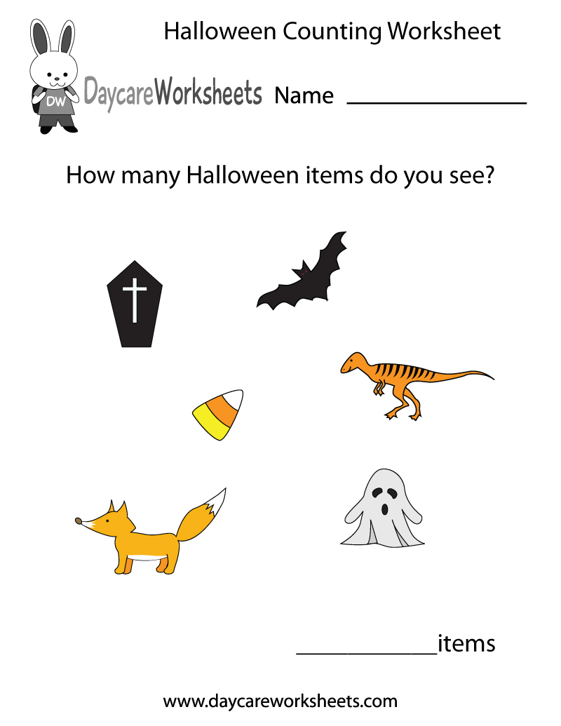 Preschool Halloween Counting Worksheet Printable