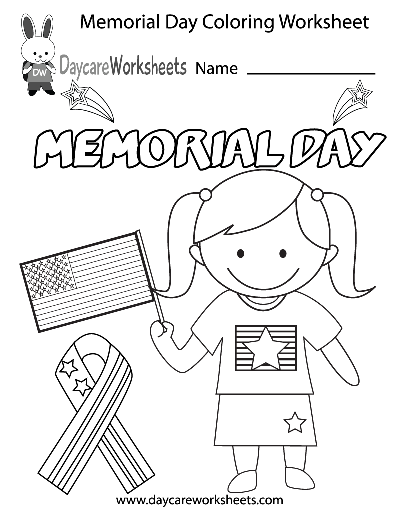 Download Free Preschool Memorial Day Coloring Worksheet