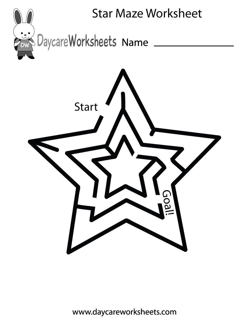 Preschool Star Maze Worksheet Printable