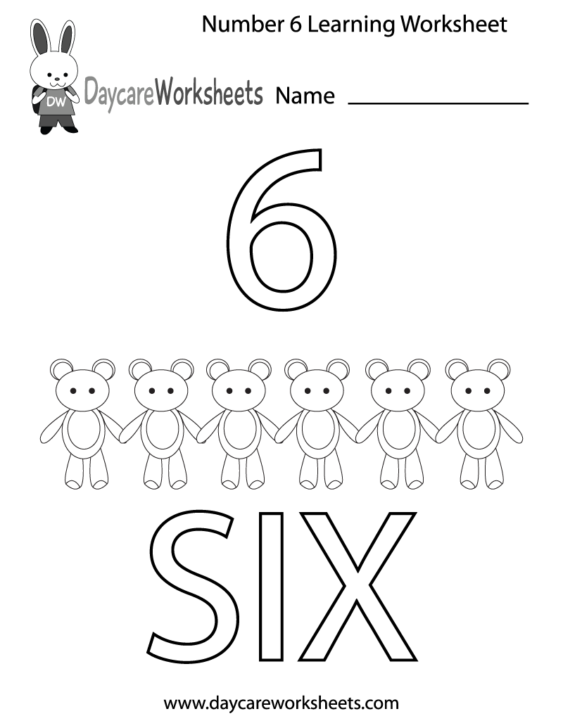 Number 6 Free Printable Worksheets