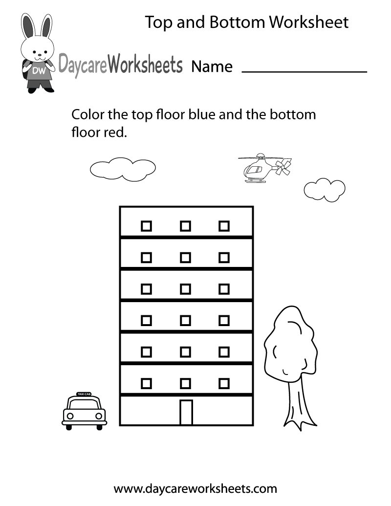 Free Preschool Top And Bottom Worksheet