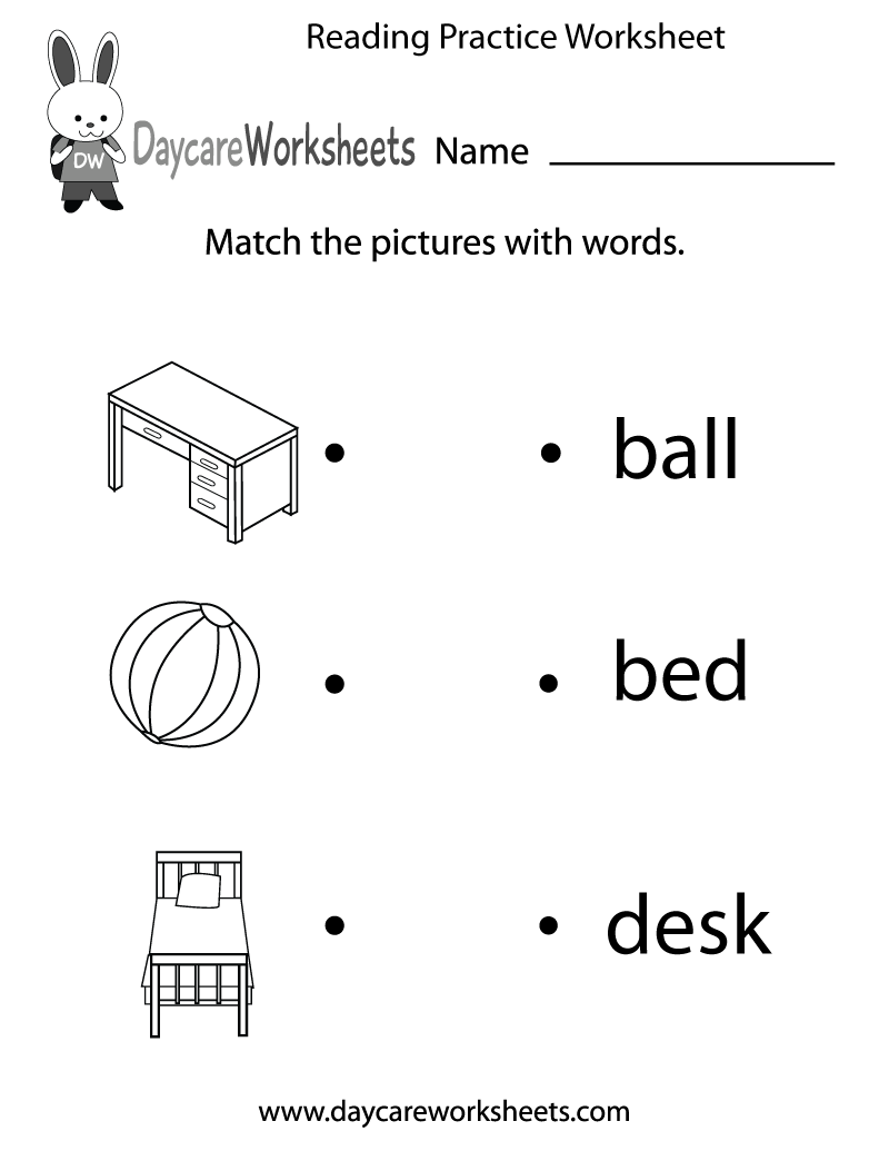 Preschool Reading Practice Worksheet Printable