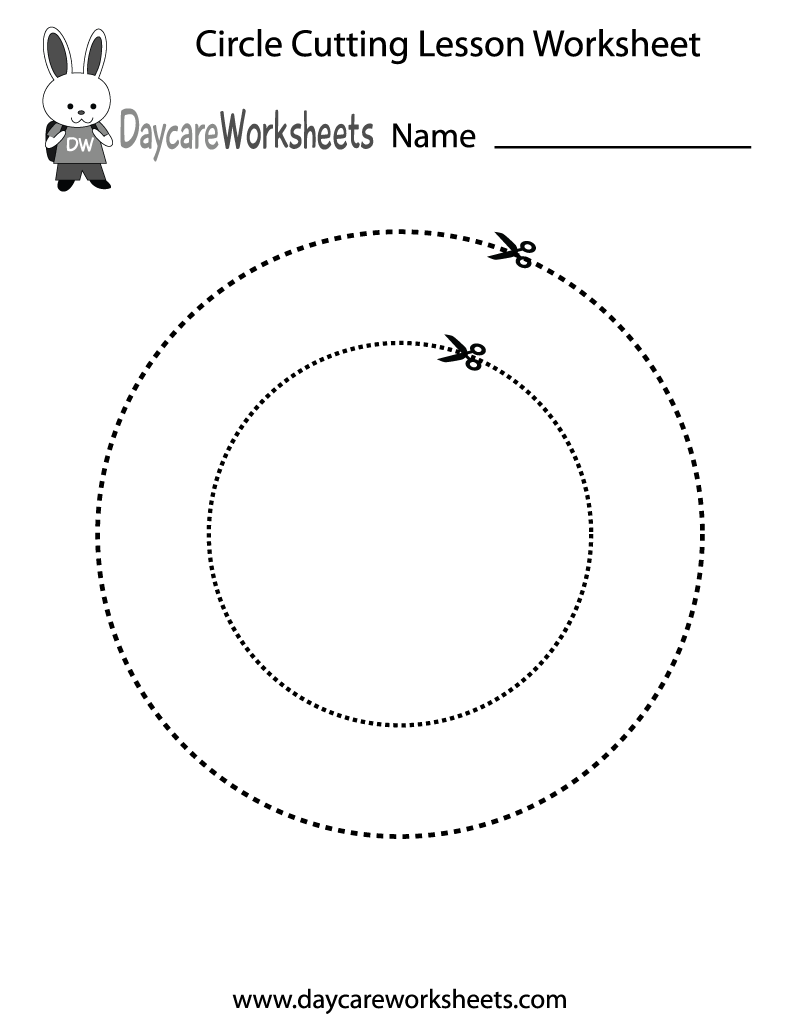 Preschool Circle Cutting Lesson Worksheet Printable