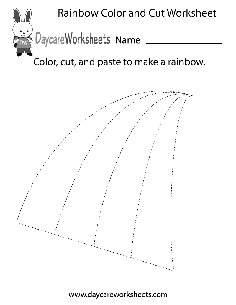 Free Preschool Rainbow Color And Cut Worksheet