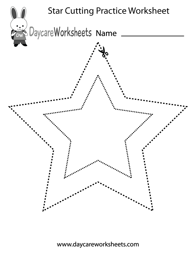 Preschool Star Cutting Practice Worksheet Printable