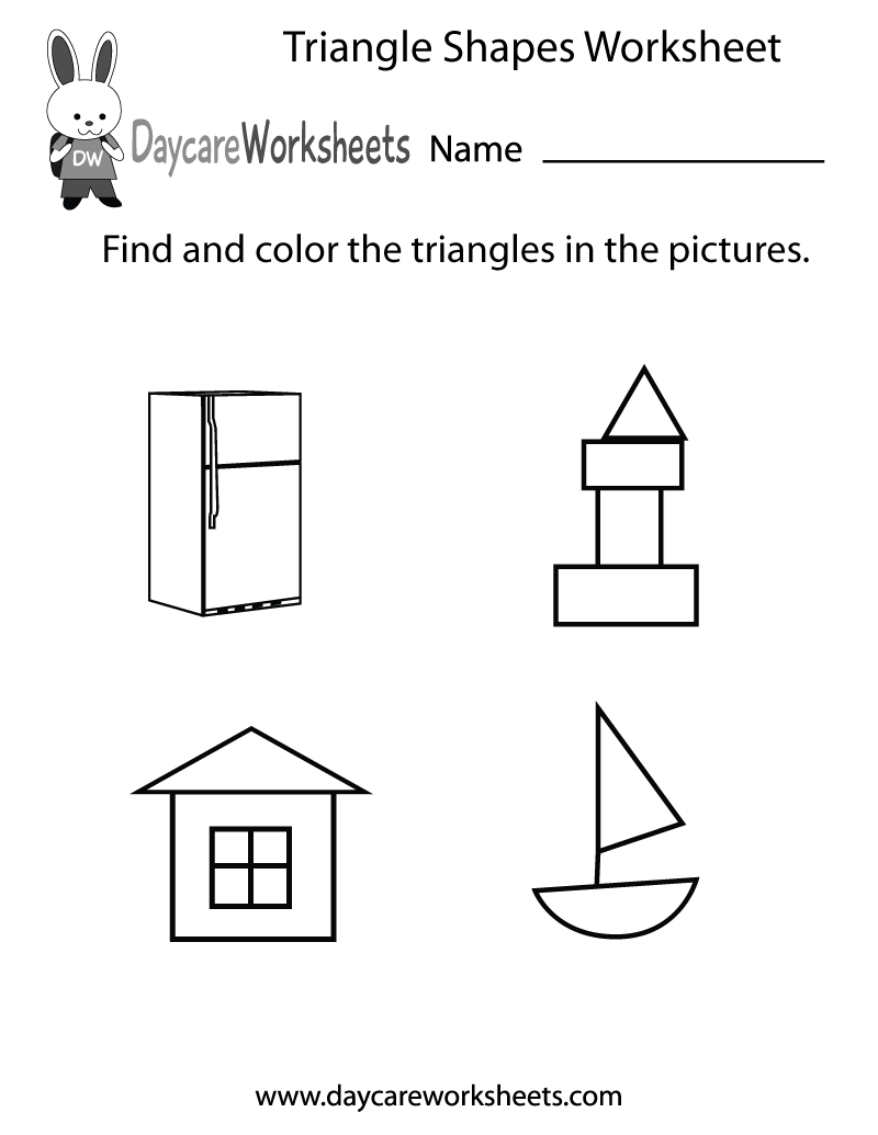 free printable triangle shapes worksheet for preschool