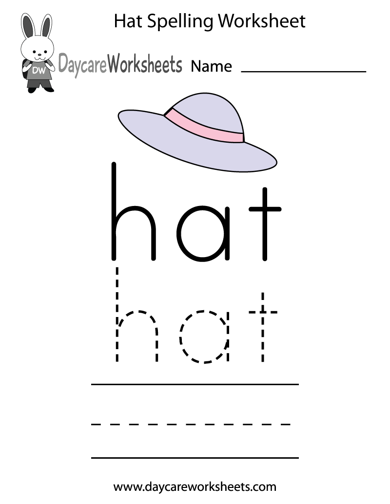 hat spelling worksheet printable