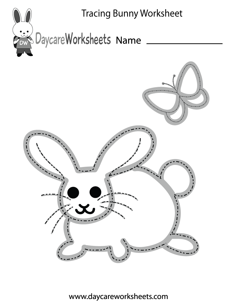 Preschool Tracing Bunny Worksheet Printable