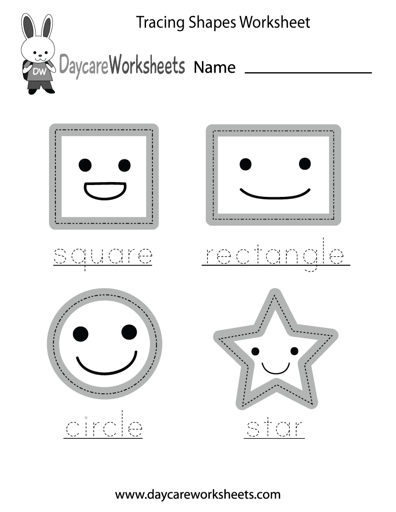 Preschool Tracing Shapes Worksheet Printable