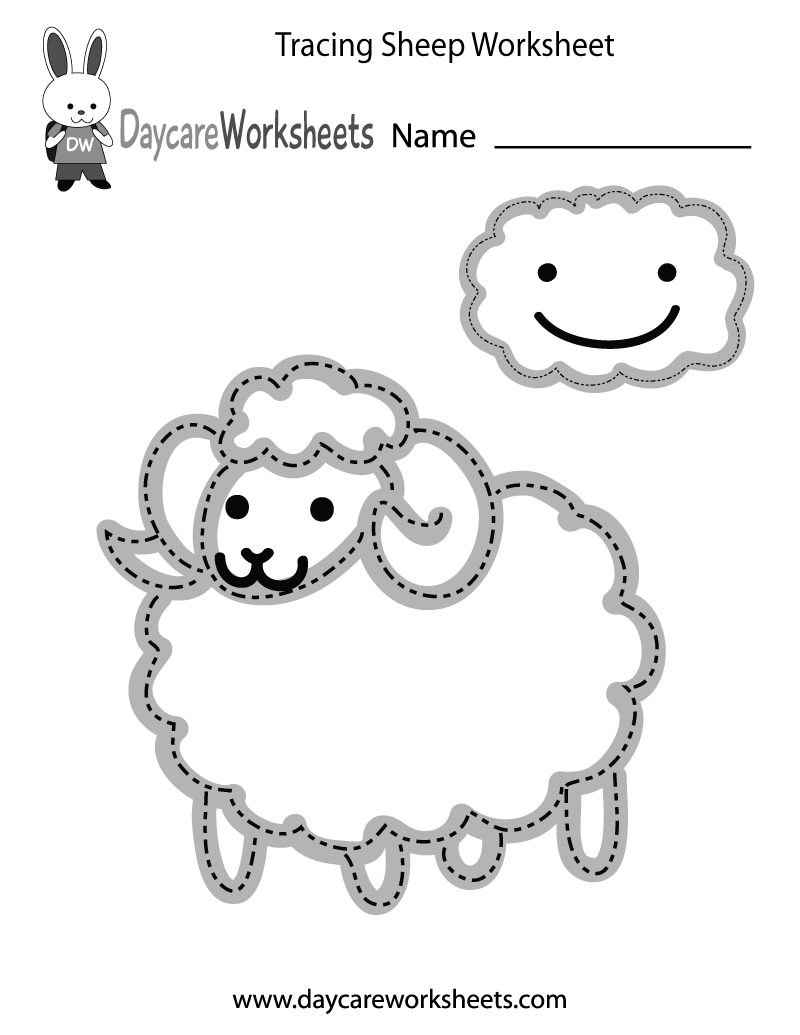 Preschool Tracing Sheep Worksheet Printable